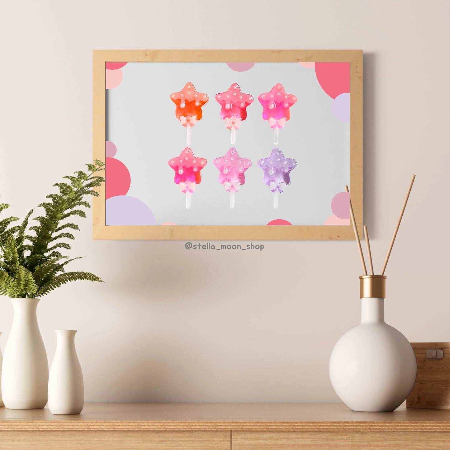 Framed Star Lollipop Artwork 5x7 - The Stella Moon Shop