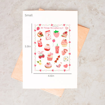 All Things Strawberry 2 Sticker Sheet - The Stella Moon Shop