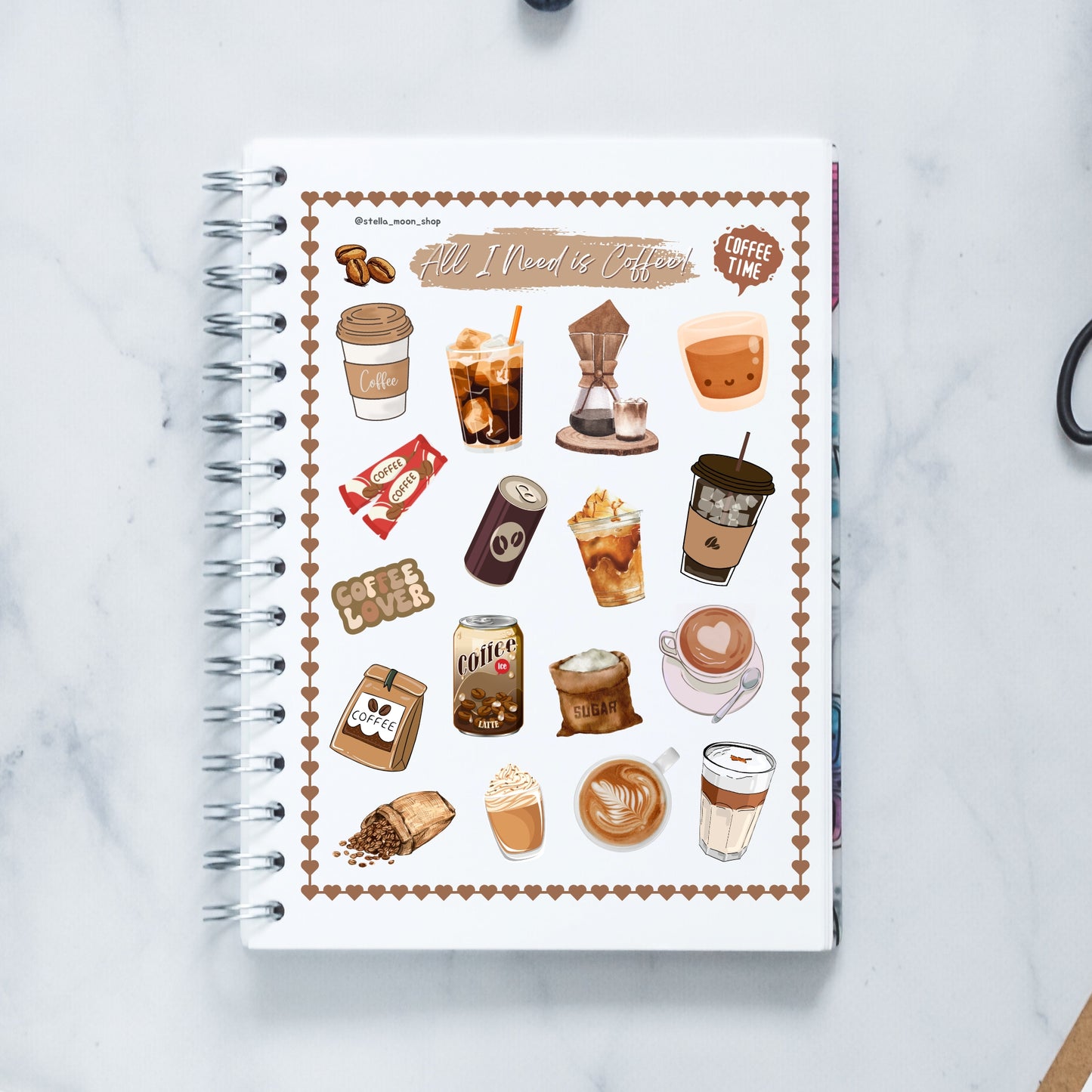 All I Need Is Coffee Sticker Sheet - The Stella Moon Shop