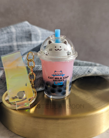 Boba Cat Liquid Keychain - The Stella Moon Shop