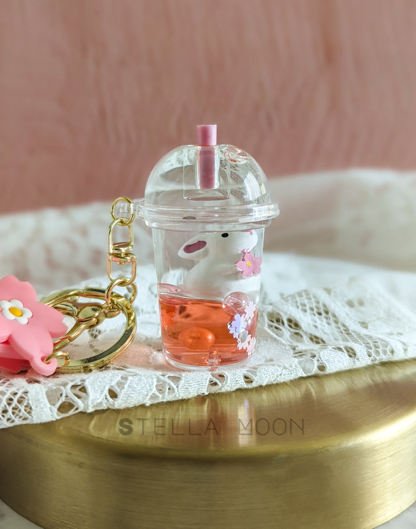 Sakura Bunny Liquid Keychain - The Stella Moon Shop