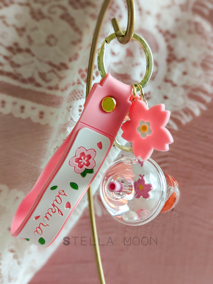 Sakura Bunny Liquid Keychain - The Stella Moon Shop