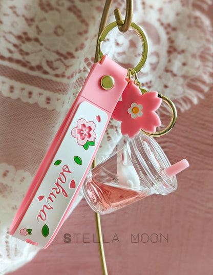 Sakura Bunny Liquid Keychain - The Stella Moon Shop