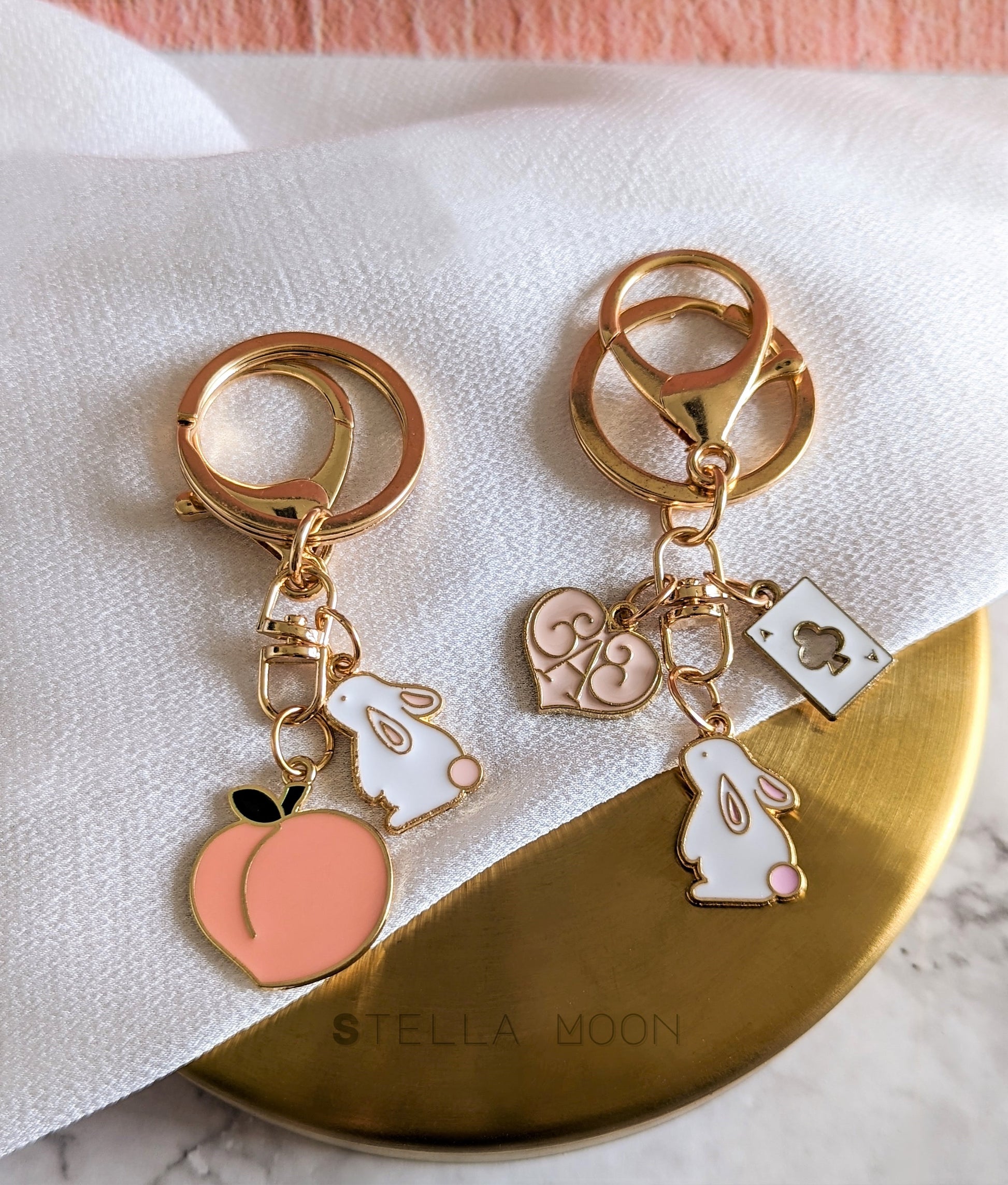 Peach Bunny Keychain - The Stella Moon Shop