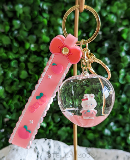 Peach Bunny Liquid Keychain - The Stella Moon Shop