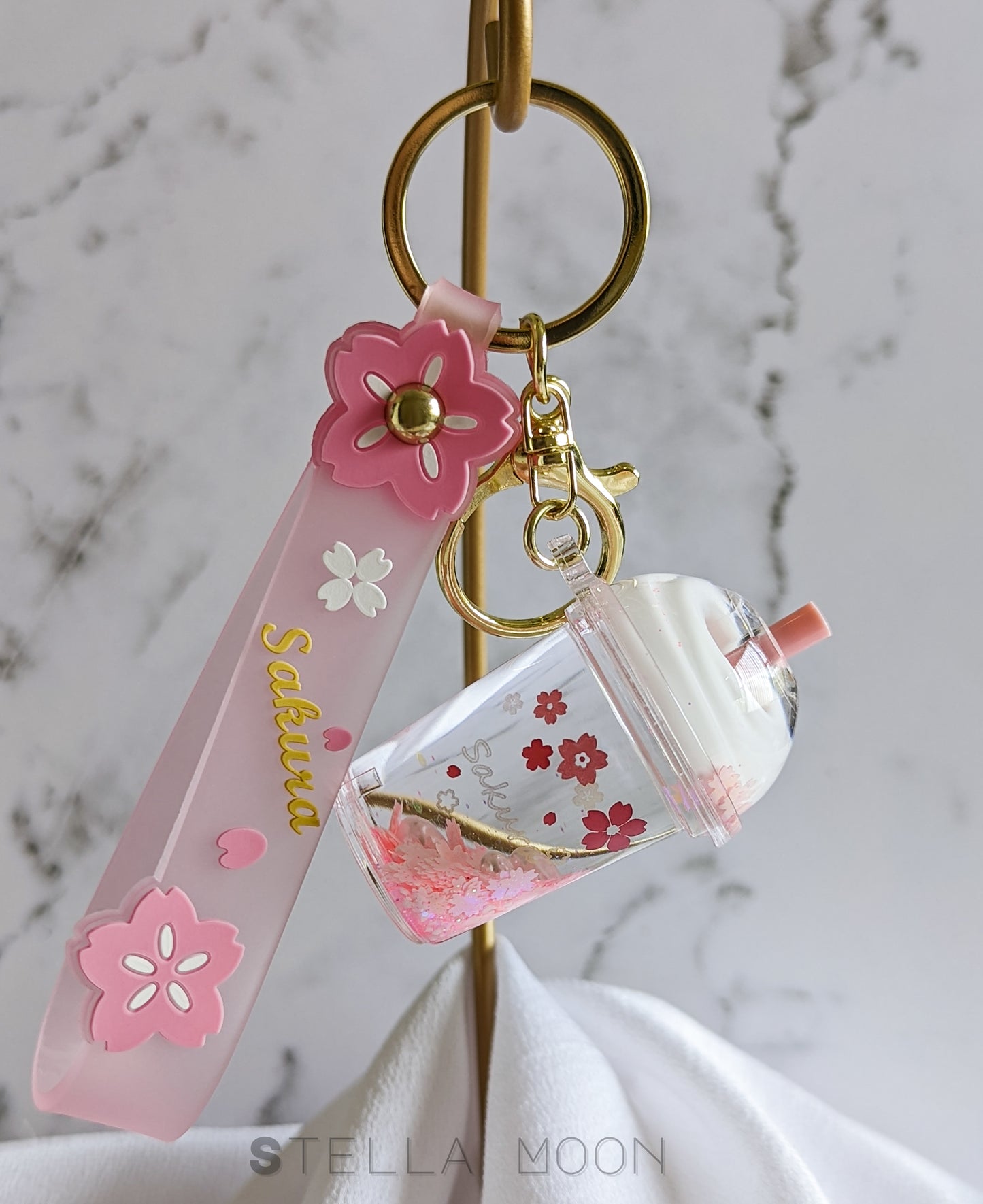 Sakura Liquid Keychain - The Stella Moon Shop