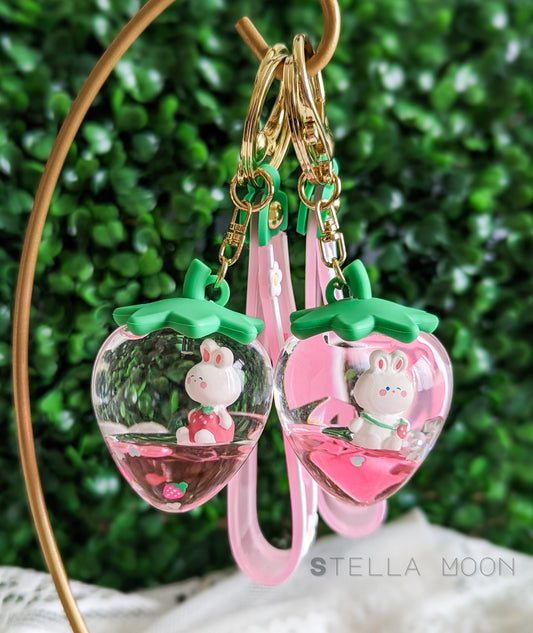 Strawberry Bunny Keychain - The Stella Moon Shop