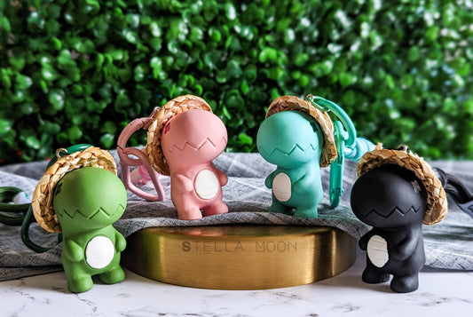 Straw Hat Dinosaur Keychain - The Stella Moon Shop