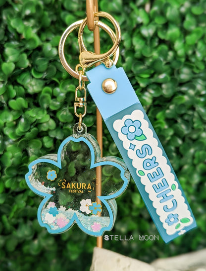 Sakura Flower Liquid Keychain - The Stella Moon Shop