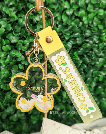 Sakura Flower Liquid Keychain - The Stella Moon Shop