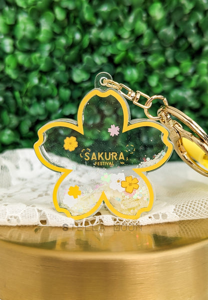 Sakura Flower Liquid Keychain - The Stella Moon Shop