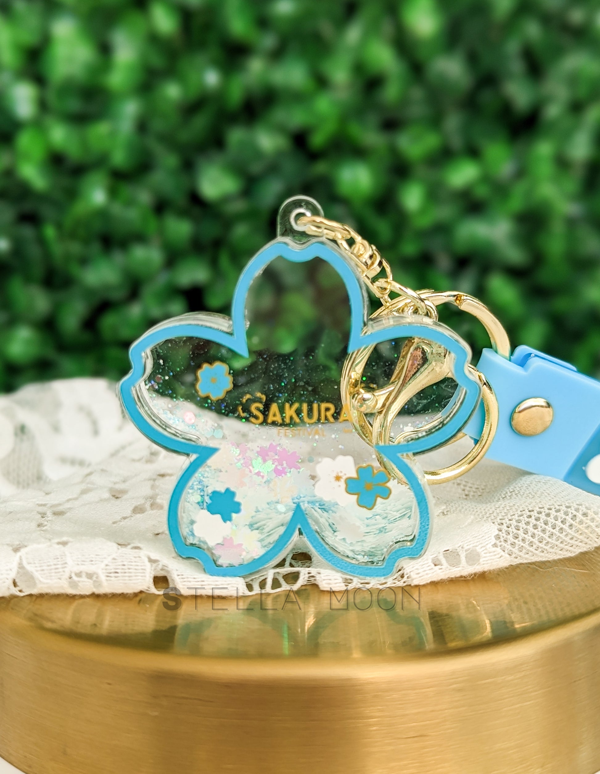 Sakura Flower Liquid Keychain - The Stella Moon Shop