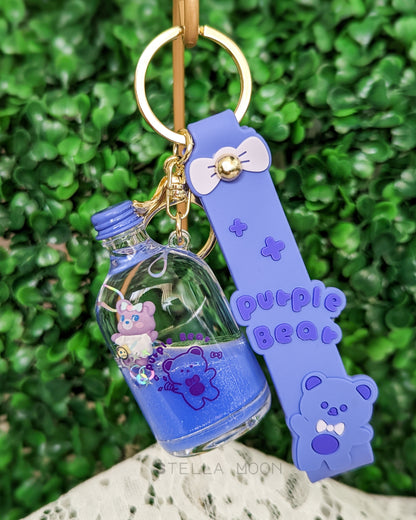 Bear Purple Liquid Keychain - The Stella Moon Shop