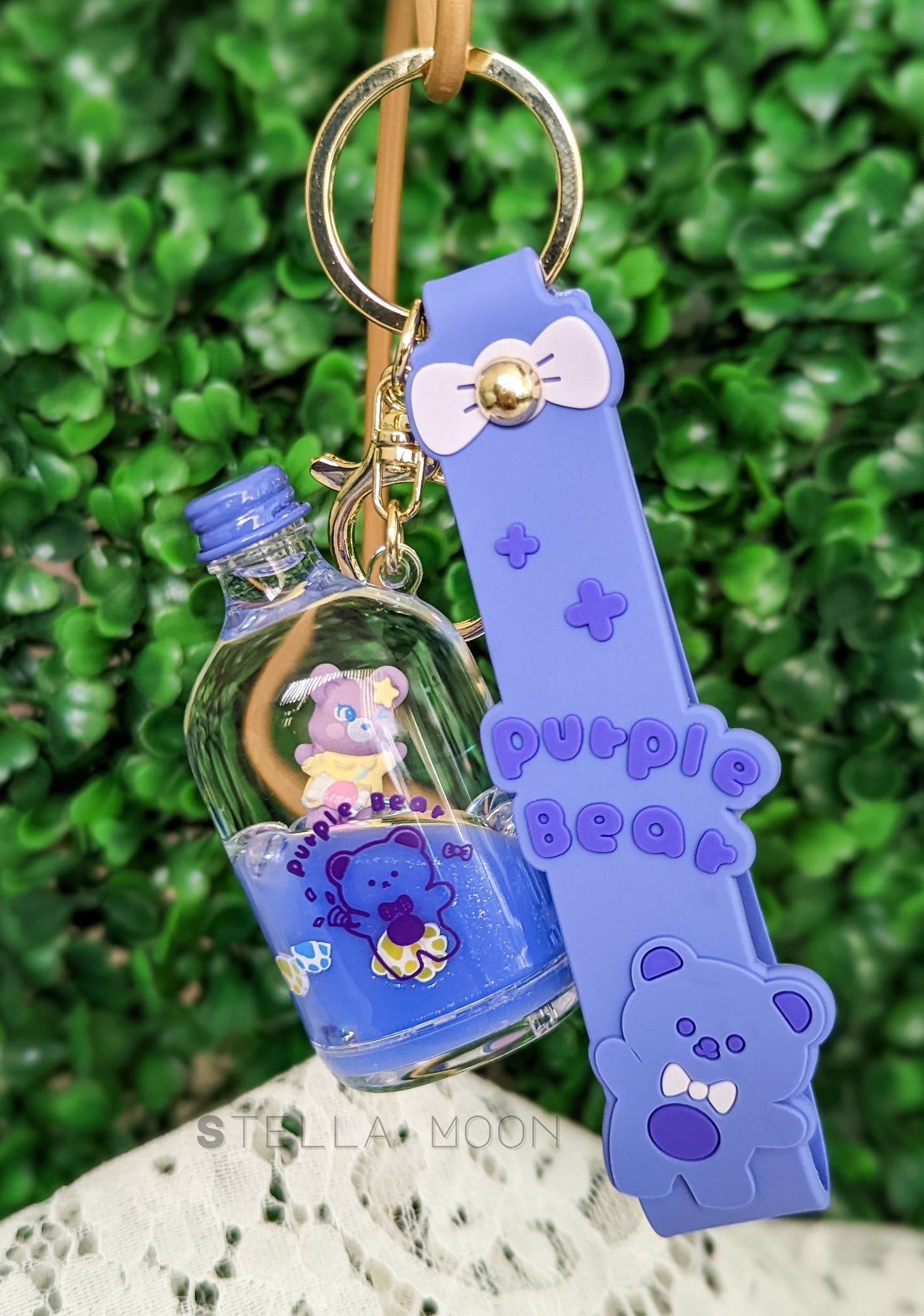 Bear Purple Liquid Keychain - The Stella Moon Shop