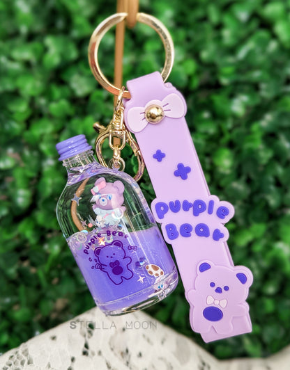 Bear Purple Liquid Keychain - The Stella Moon Shop