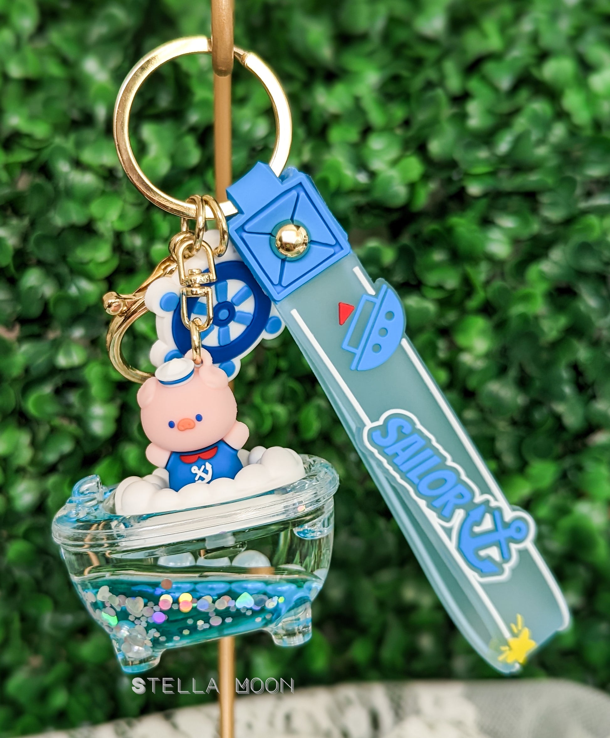 Bubble Bath Sailor Liquid Keychain - The Stella Moon Shop