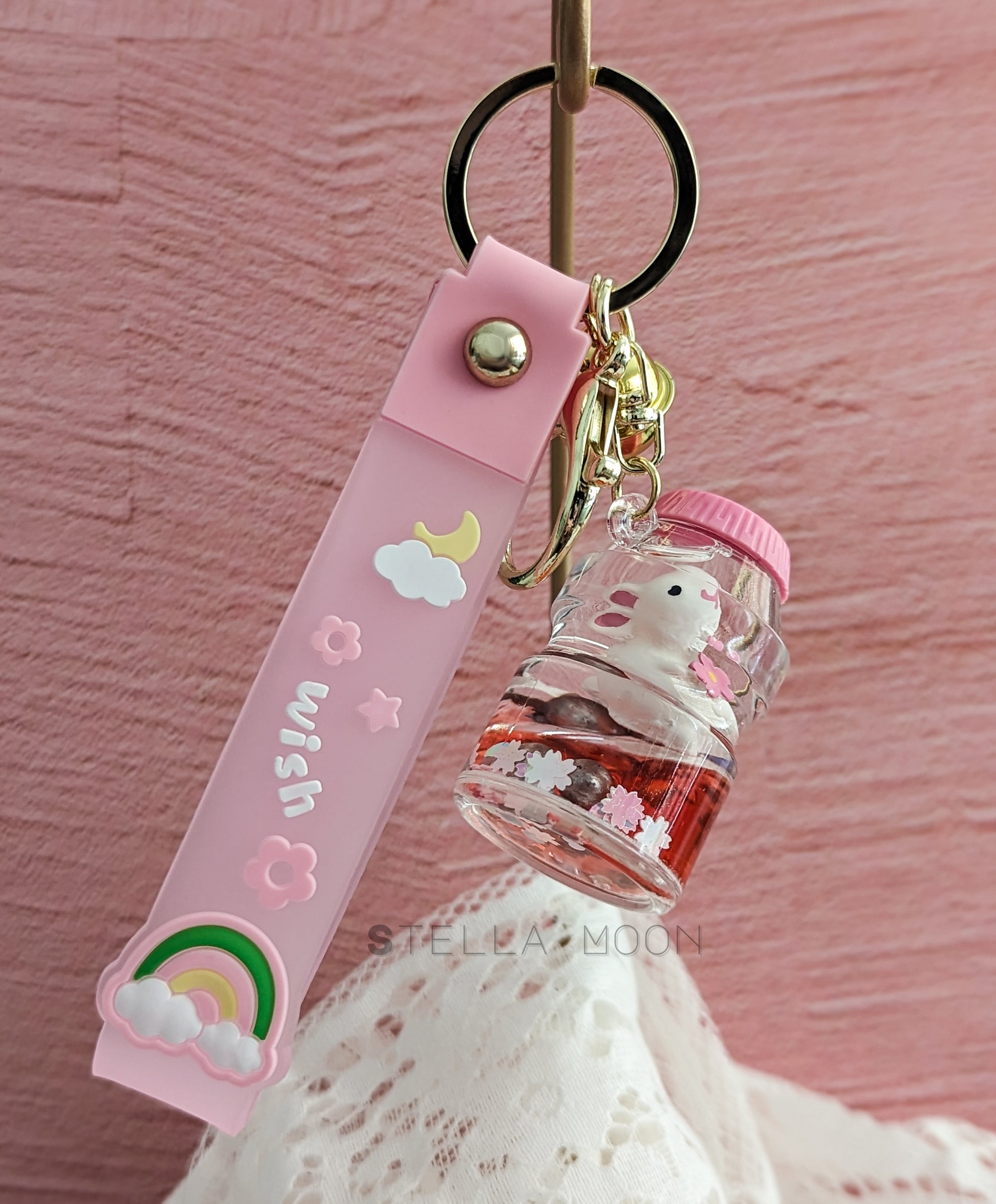 Sakura Bunny Liquid Keychain - The Stella Moon Shop