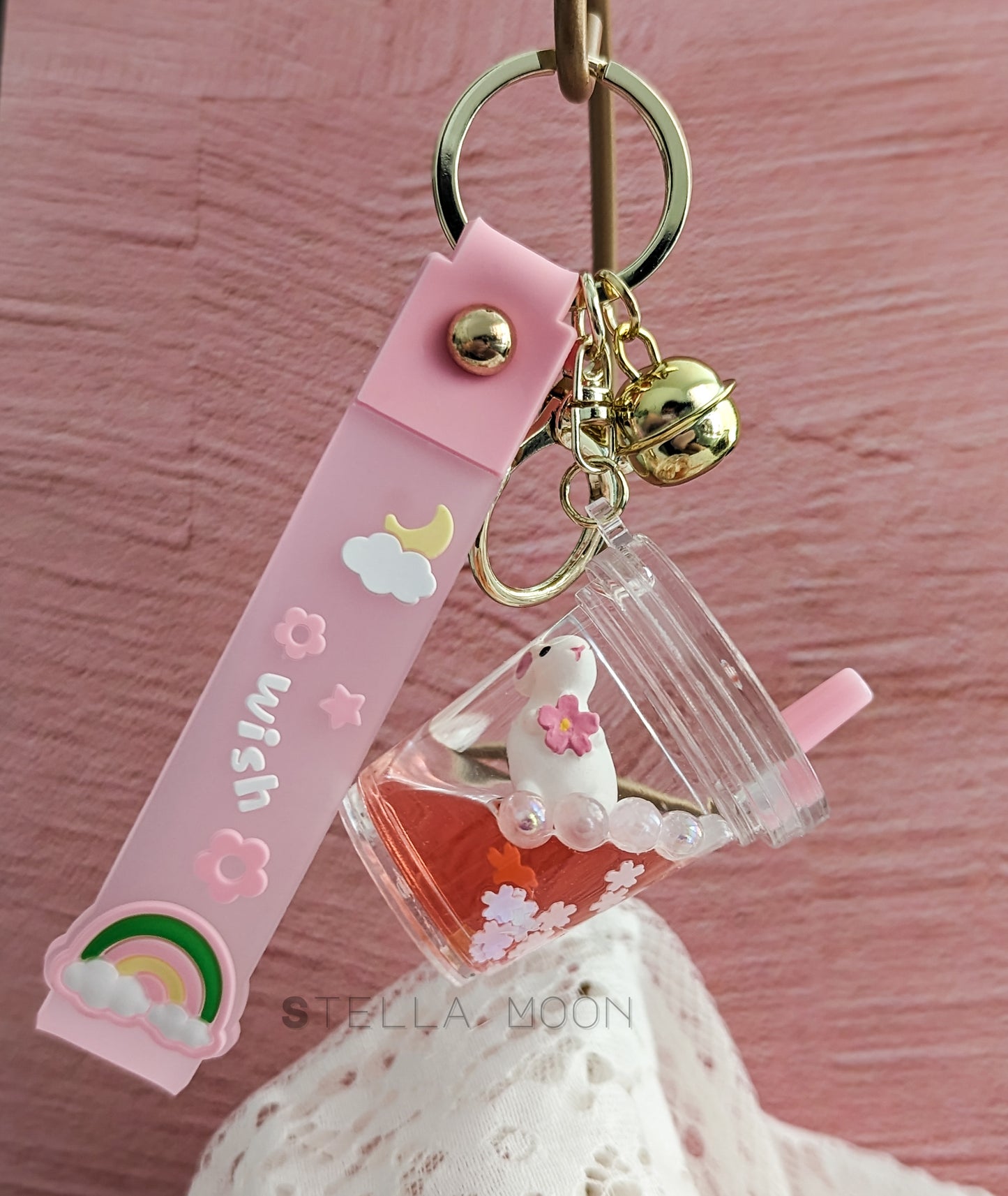 Sakura Bunny Liquid Keychain - The Stella Moon Shop