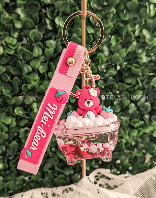 Strawberry Bear Bubble Bath Liquid Keychain - The Stella Moon Shop