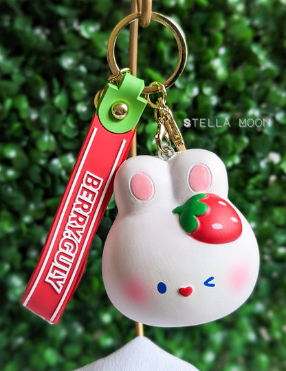 Soft Strawberry Bunny Squish Keychain - The Stella Moon Shop