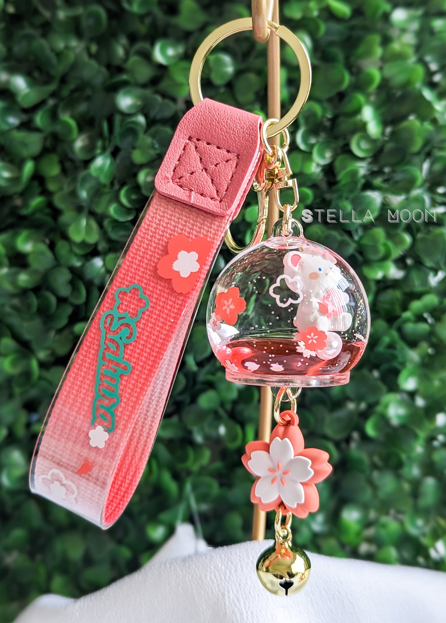 Sakura Bunny & Bear Liquid Keychain - The Stella Moon Shop