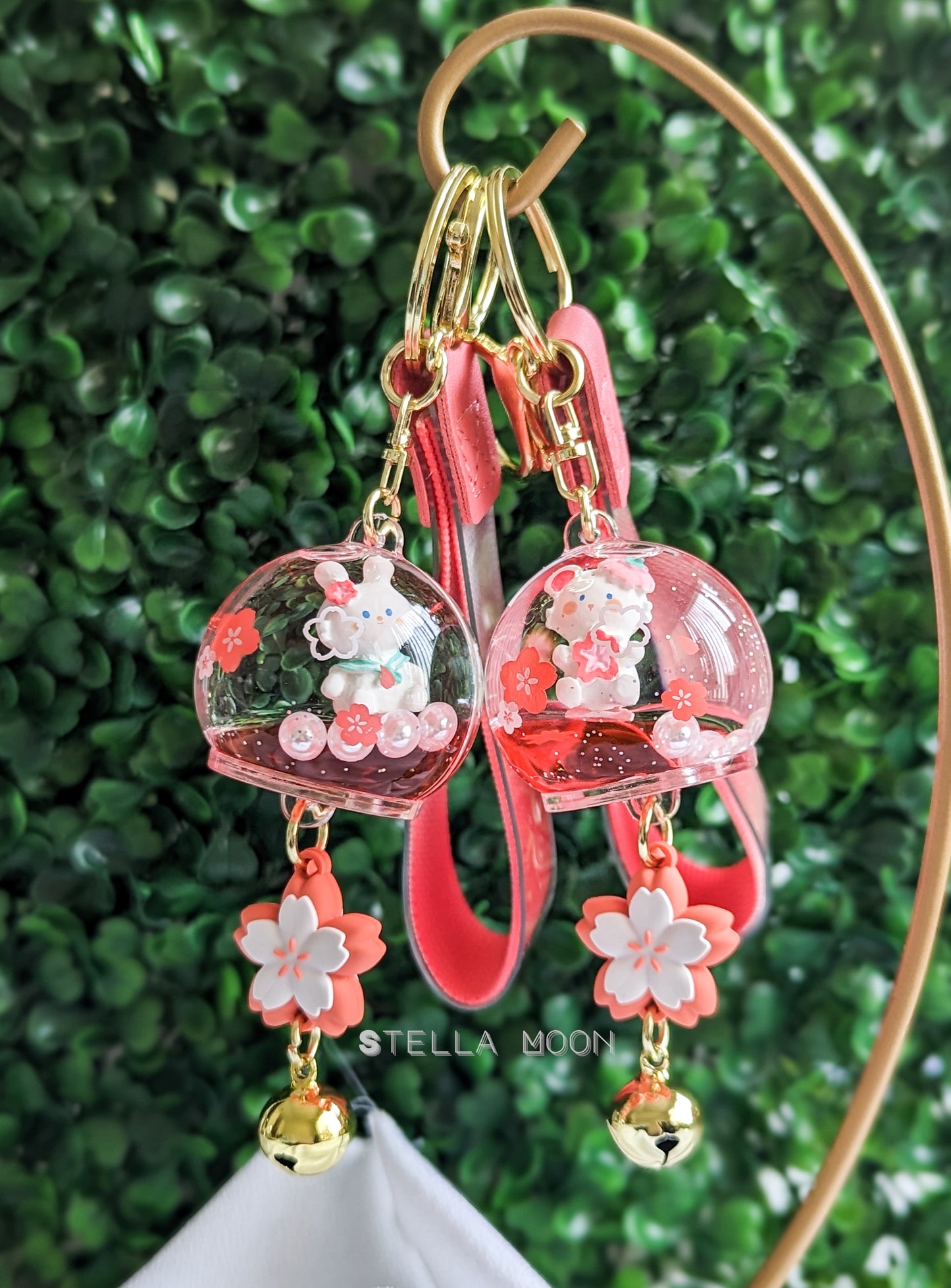 Sakura Bunny & Bear Liquid Keychain - The Stella Moon Shop