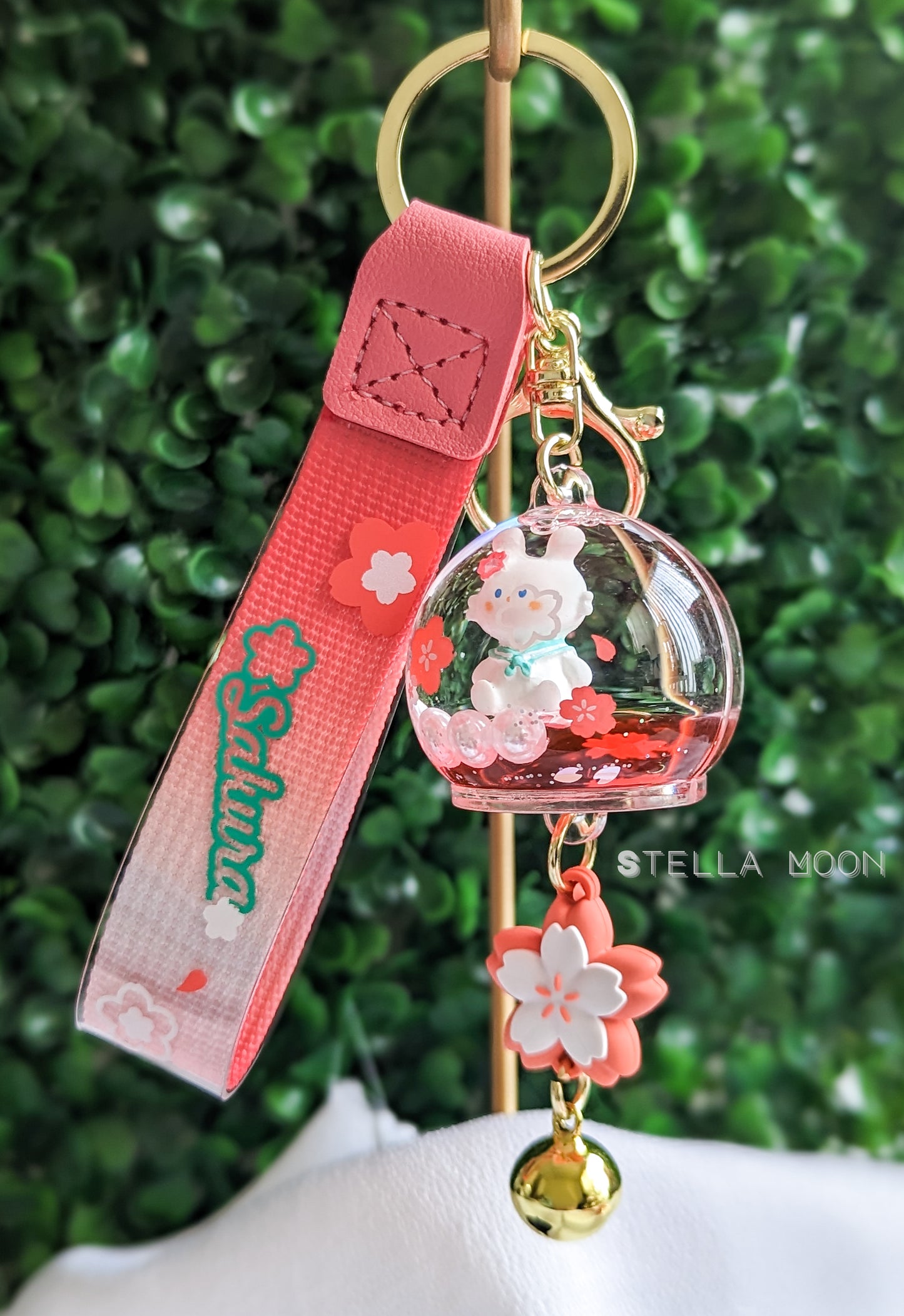 Sakura Bunny & Bear Liquid Keychain - The Stella Moon Shop