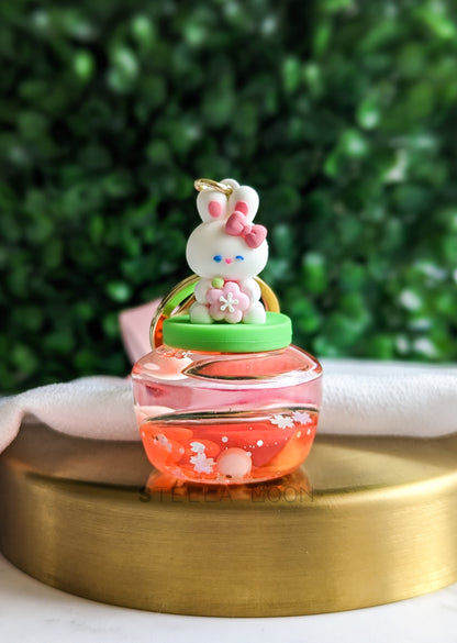 Pink Sakura Bunny Liquid Keychain - The Stella Moon Shop