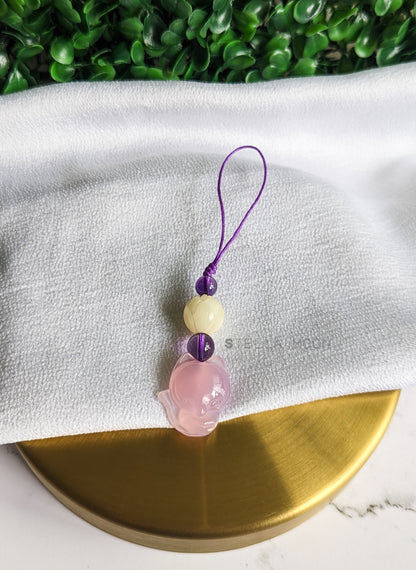 Purple Fox Lotus Chalcedony Phone Charm - The Stella Moon Shop