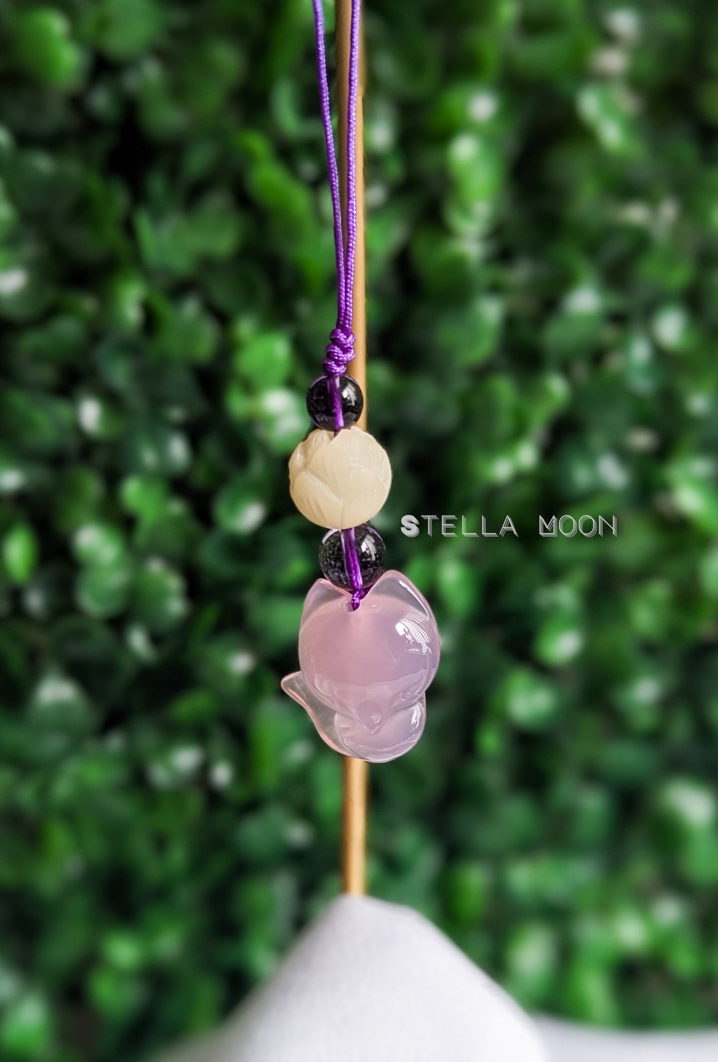 Purple Fox Lotus Chalcedony Phone Charm - The Stella Moon Shop