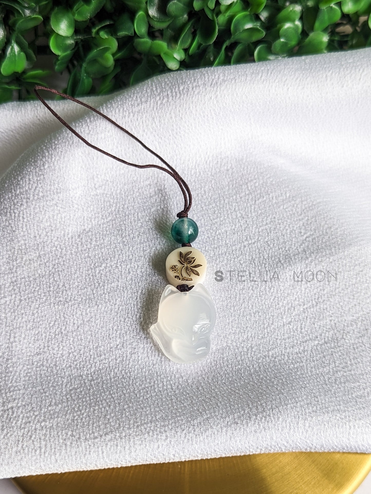 Fox White Chalcedony Phone Charm - The Stella Moon Shop