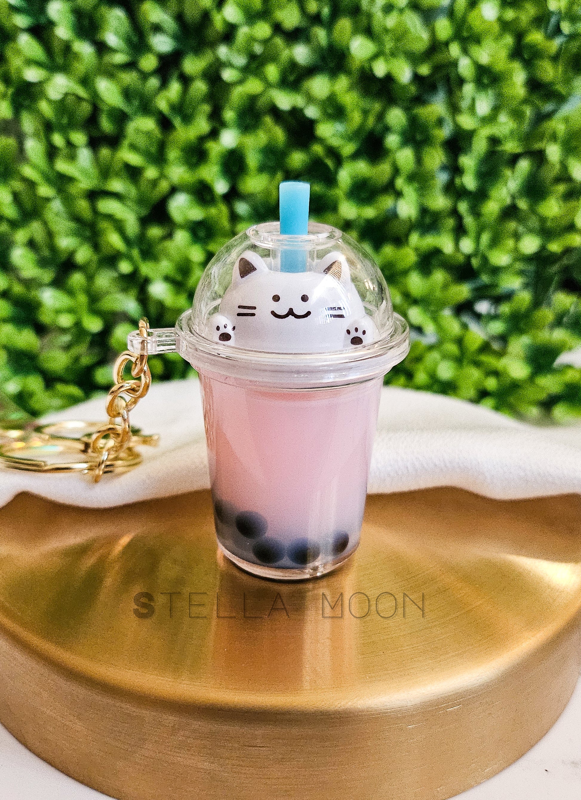 Boba Cat Liquid Keychain - The Stella Moon Shop