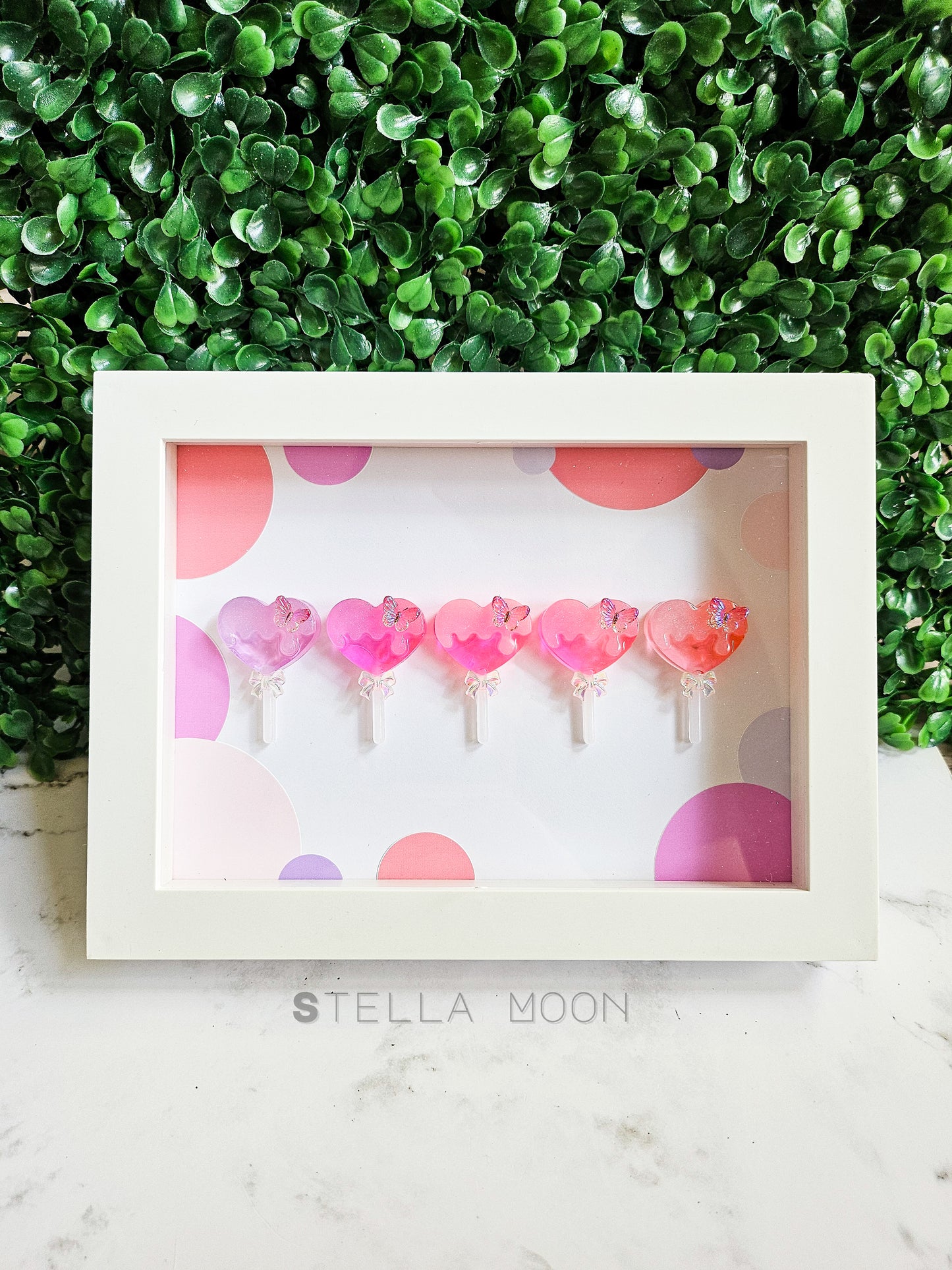 Butterfly & Heart Lollipop Framed Artwork 5x7 - The Stella Moon Shop