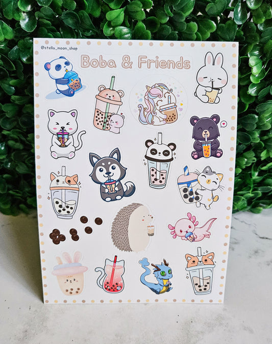 Boba & Friends Sticker Sheet - The Stella Moon Shop