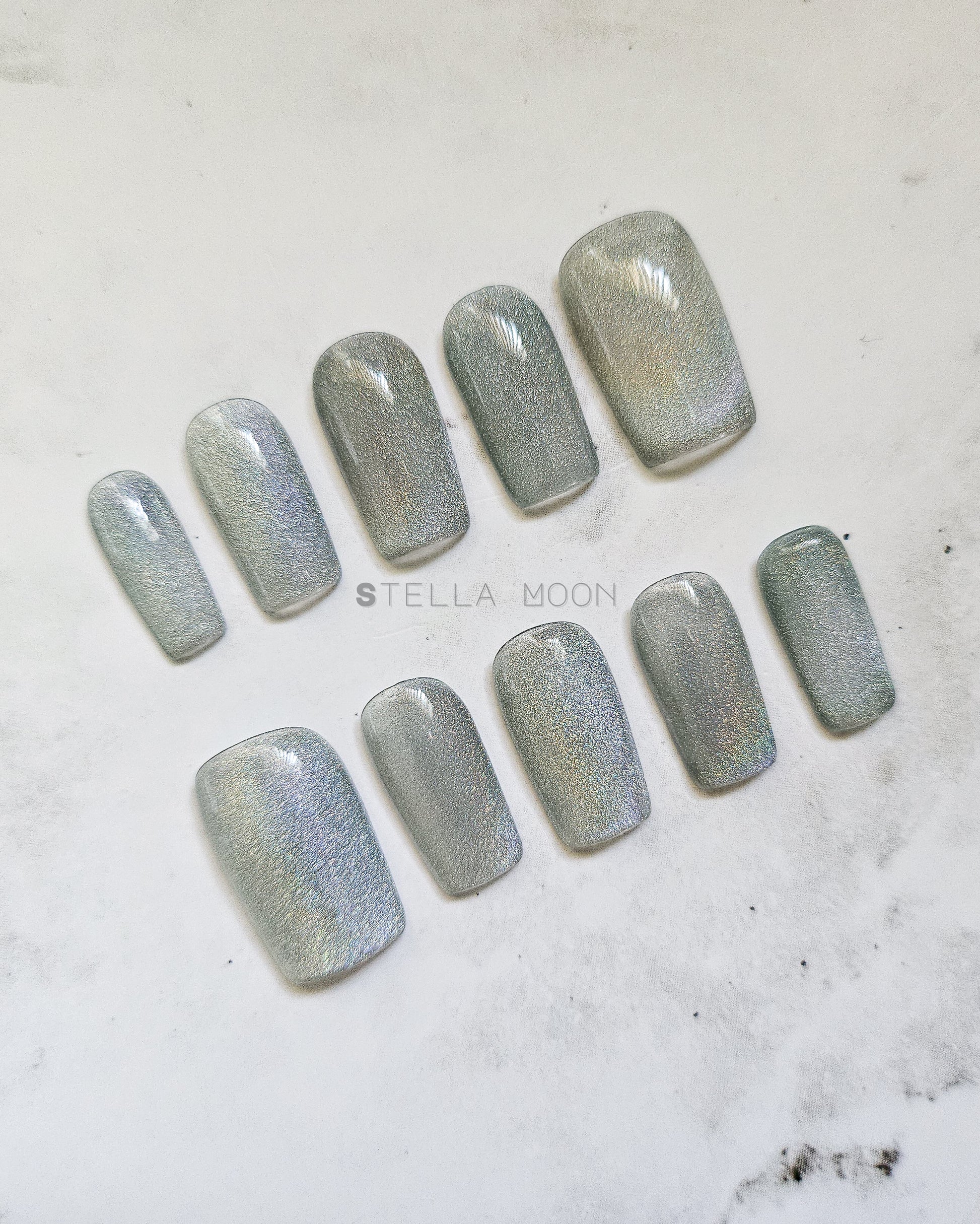 Silver Stardust Press-On Nails - The Stella Moon Shop