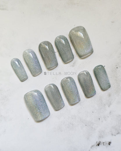 Silver Stardust Press-On Nails - The Stella Moon Shop