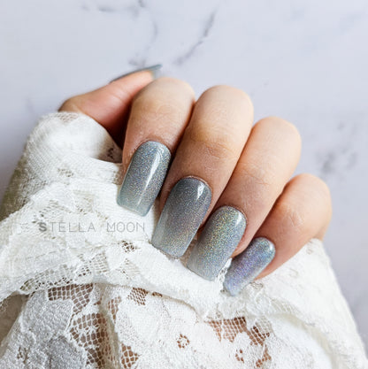 Silver Stardust Press-On Nails - The Stella Moon Shop