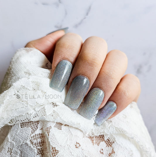 Silver Stardust Press-On Nails - The Stella Moon Shop