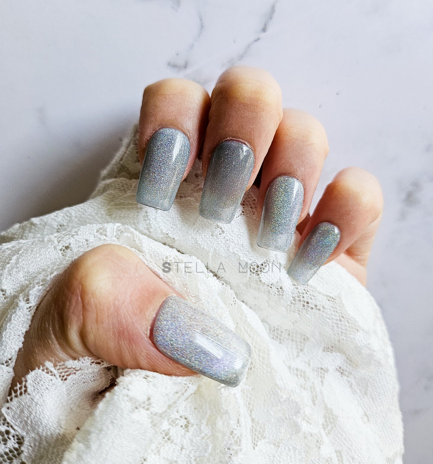 Silver Stardust Press-On Nails - The Stella Moon Shop