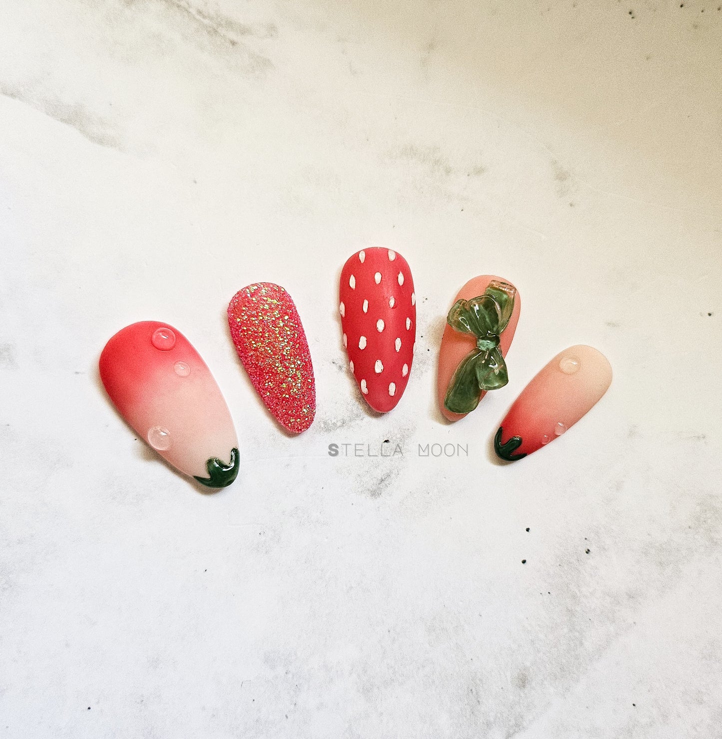 Deconstructed Strawberry Press-On Nails - The Stella Moon Shop