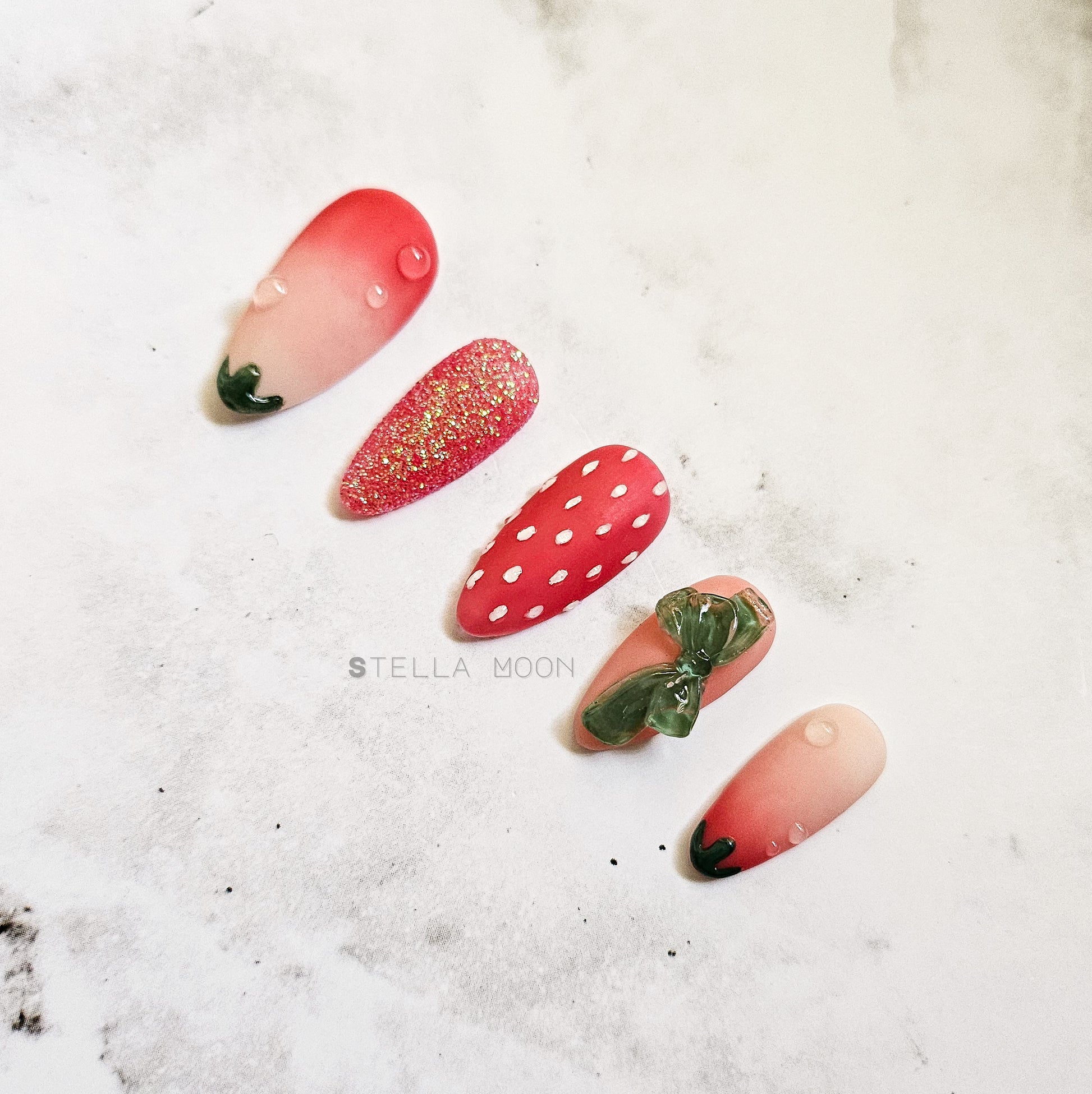 Deconstructed Strawberry Press-On Nails - The Stella Moon Shop