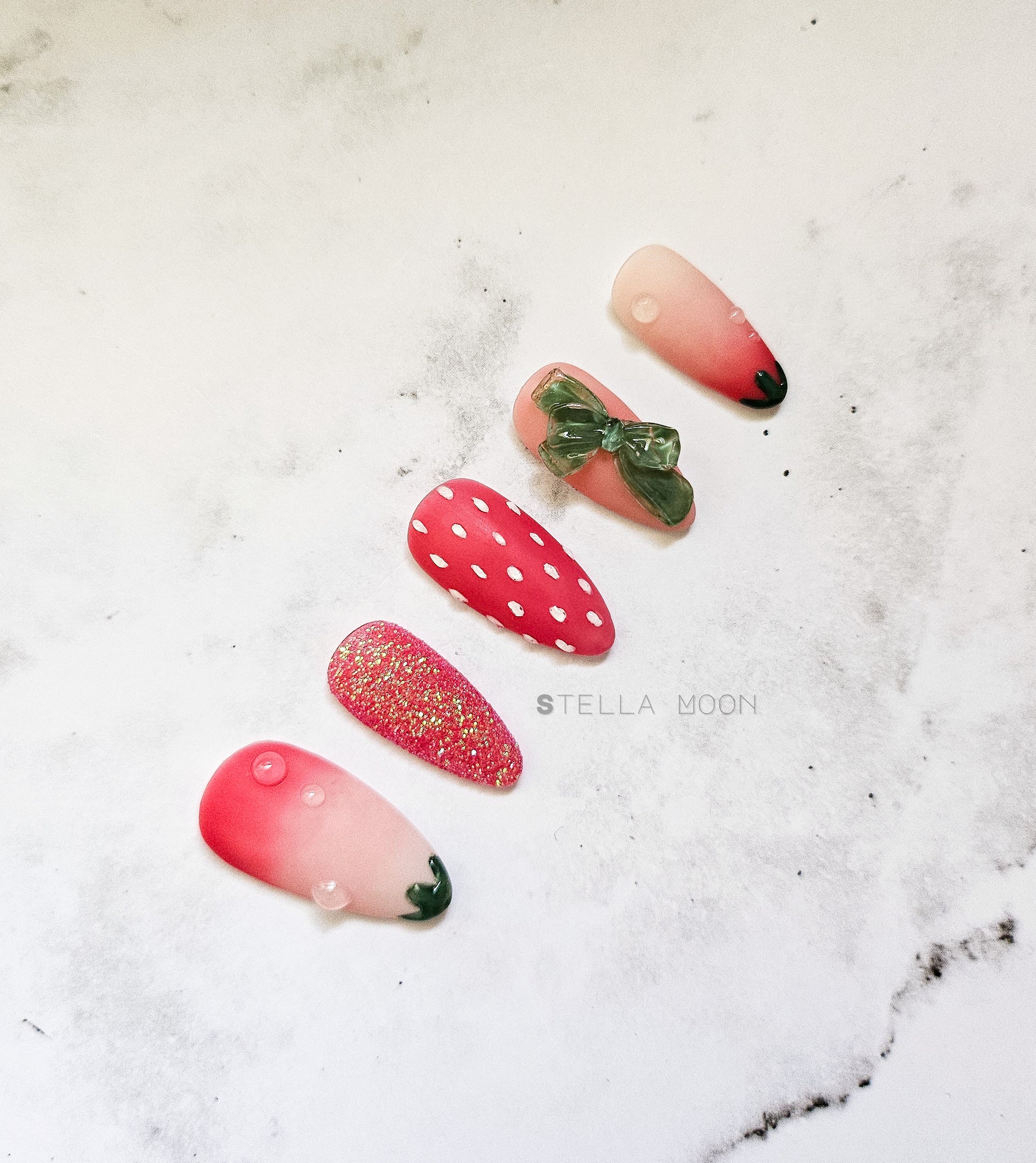 Deconstructed Strawberry Press-On Nails - The Stella Moon Shop