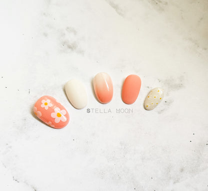 Floral Coral Press-On Nails - The Stella Moon Shop