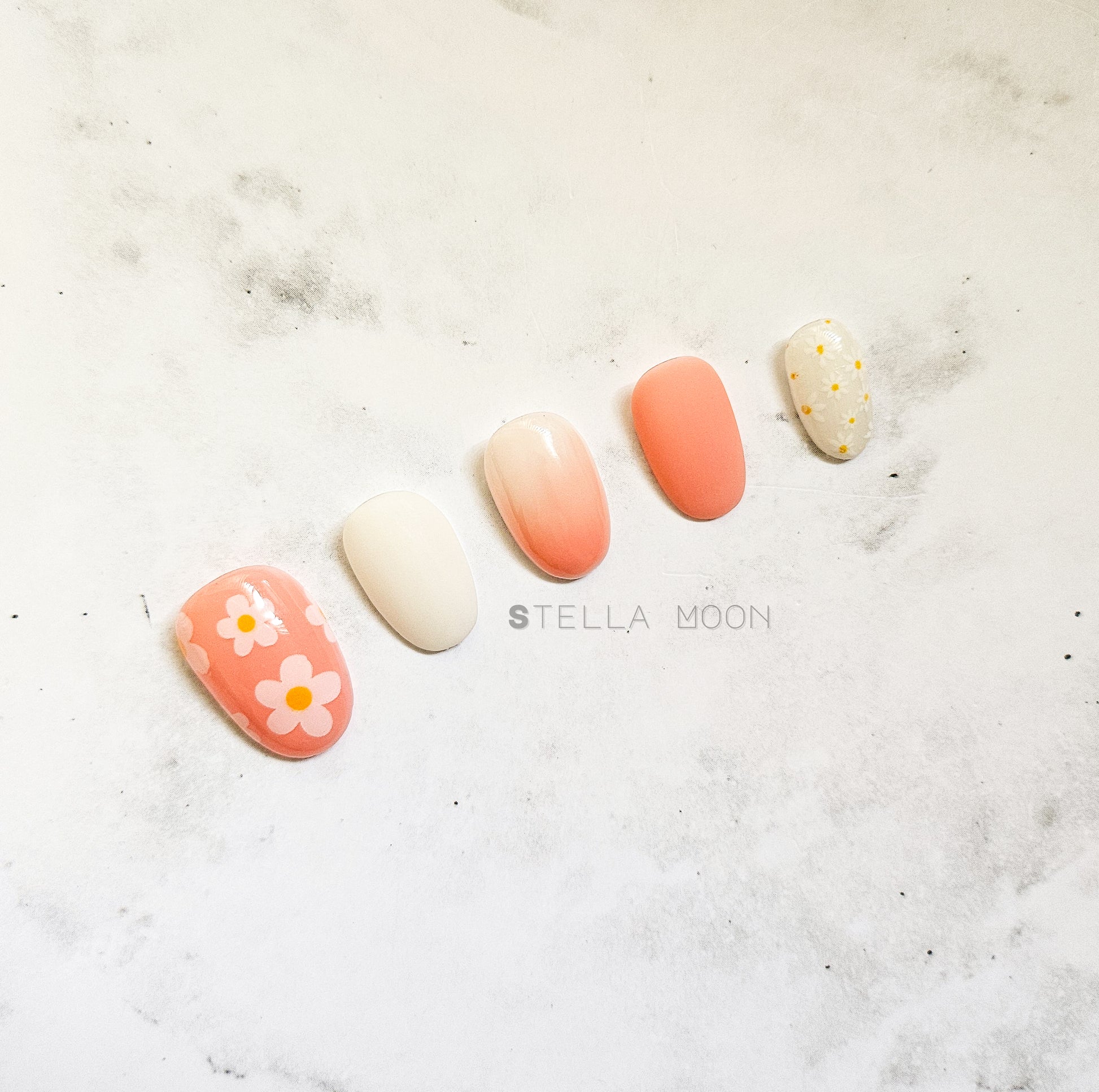 Floral Coral Press-On Nails - The Stella Moon Shop