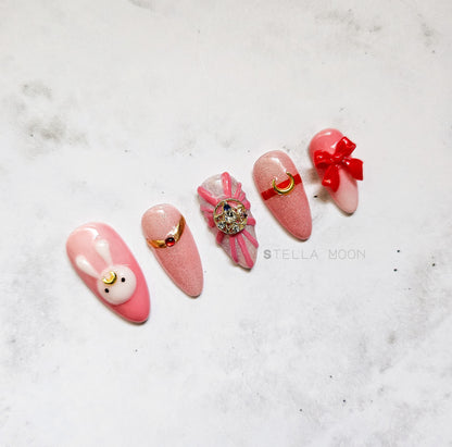 Tsuki No Usagi (Rabbit Of The Moon) Press-On Nails - The Stella Moon Shop