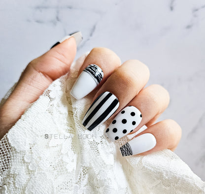 Monochrome Chic Press-On Nails