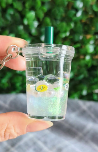 Transparent Custom Liquid Keychain: Lemon, Orange, Maple, Corn, Mango