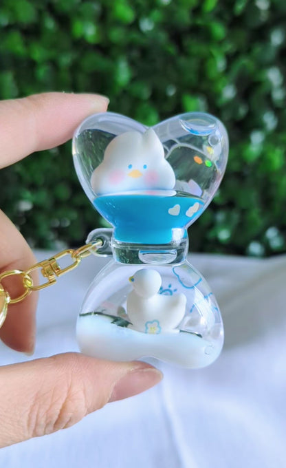 Cloudy Duck Liquid Keychain