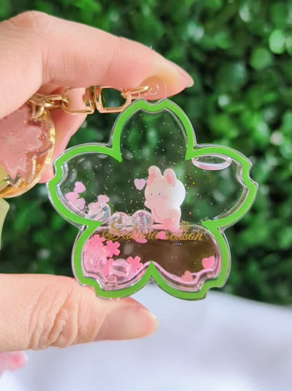 Sakura Bunny Liquid Keychain