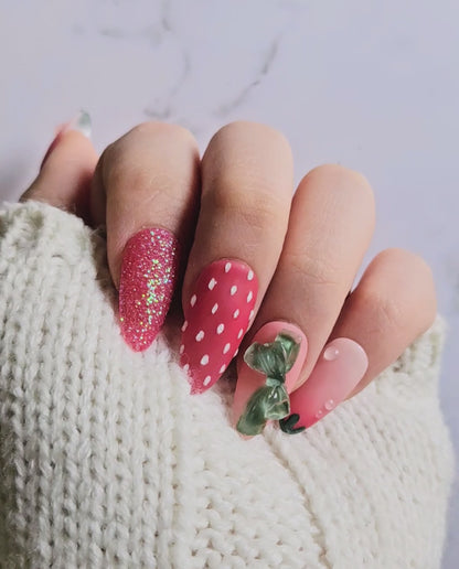 Deconstructed Strawberry Press-On Nails